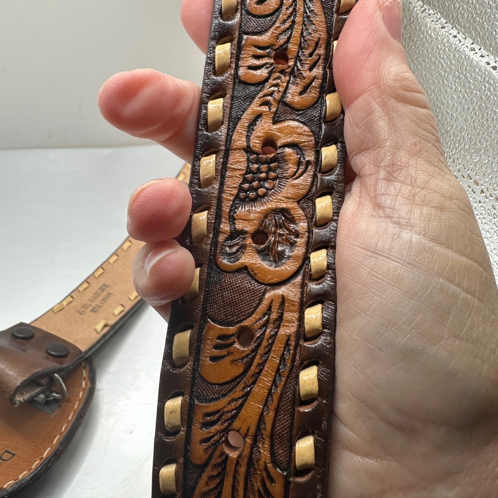 Vintage 1983 Gayle Summarell Hand Tooled Leather Belt Buckle Diana DGS Brown 34 - Picture 8 of 10